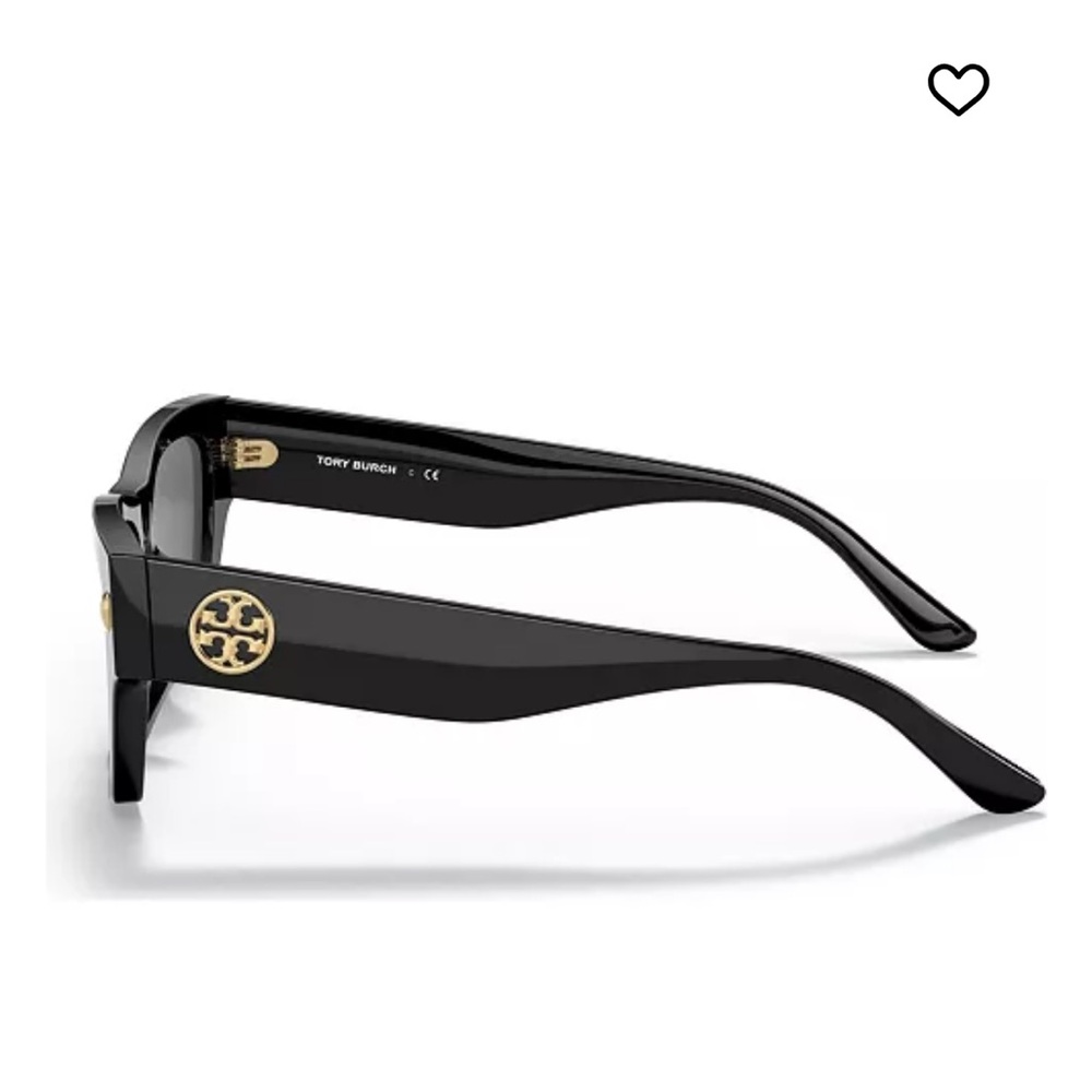 Tory Burch Glossy Black Rectangular Sunglasses wi… - image 3